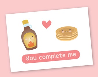 Pancakes & maple syrup funny anniversary card - PDF DIY Printable 6x4 inch