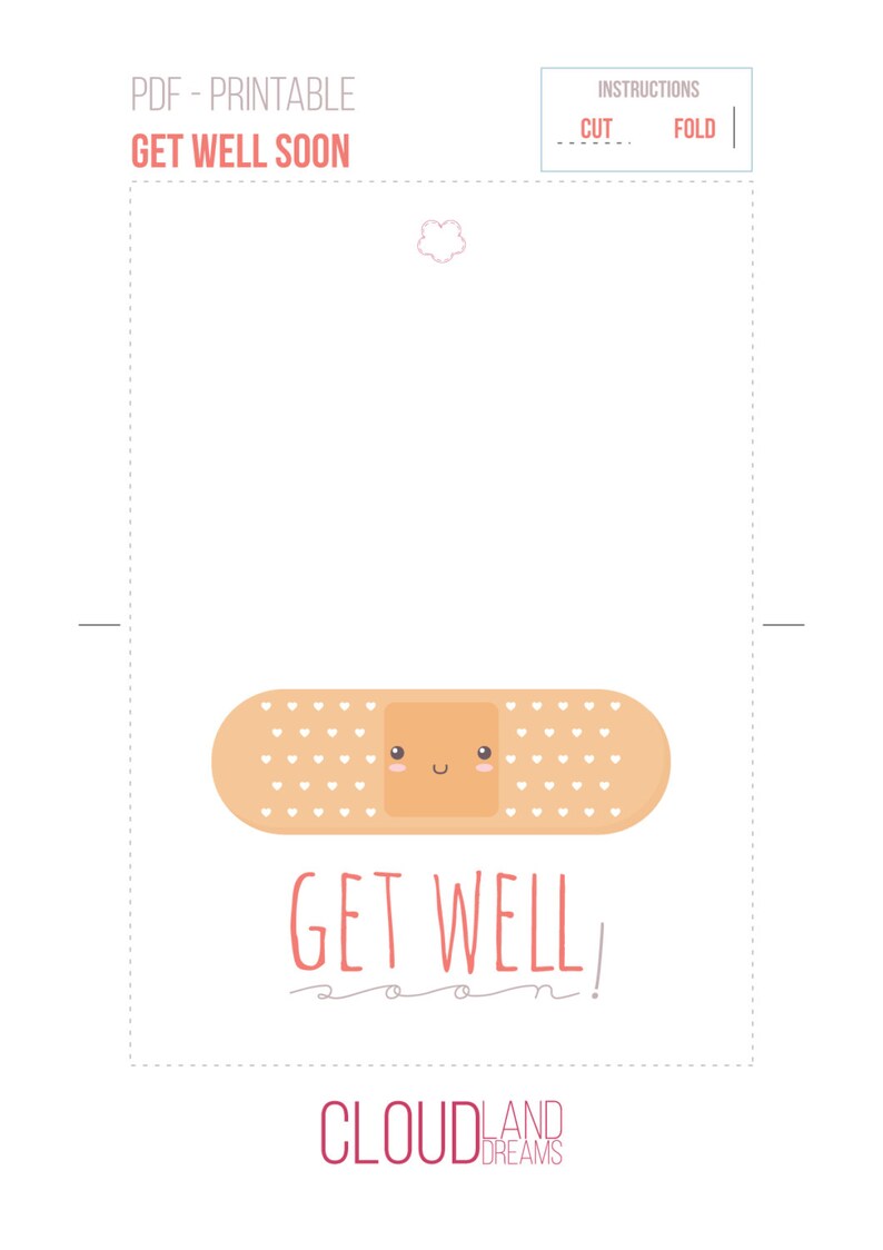 Get well soon instant download card PDF DIY 6x4 inch image 4
