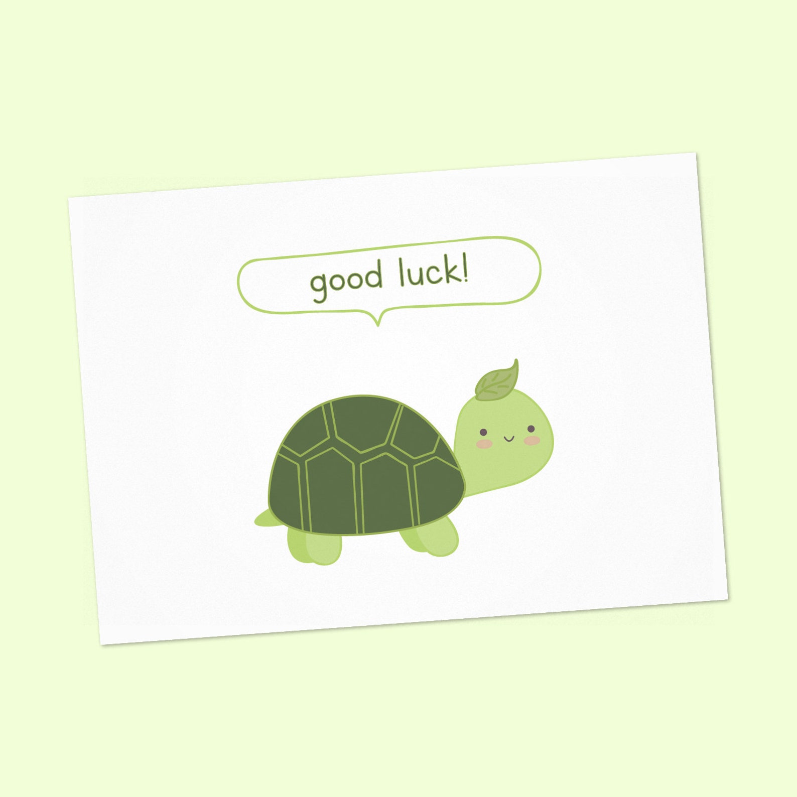 Good Luck card with cute turtle PDF DIY 6x4 inch Etsy