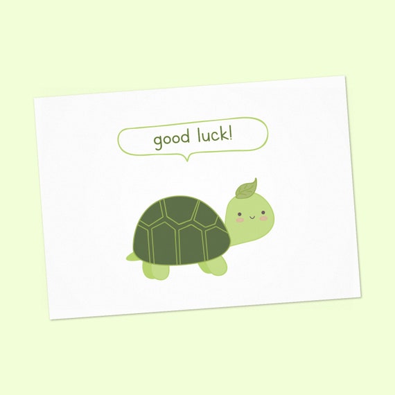 Good Luck card with cute turtle PDF DIY 6x4 inch Etsy