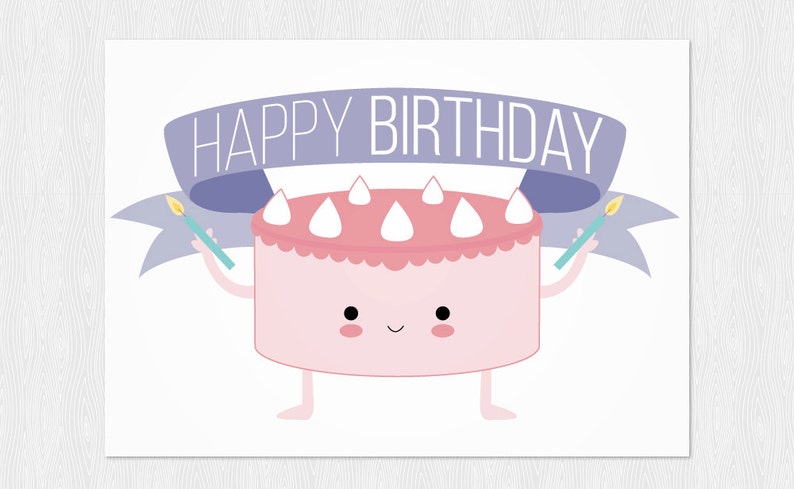 cute birthday card printable pdf diy 6x4 inch etsy