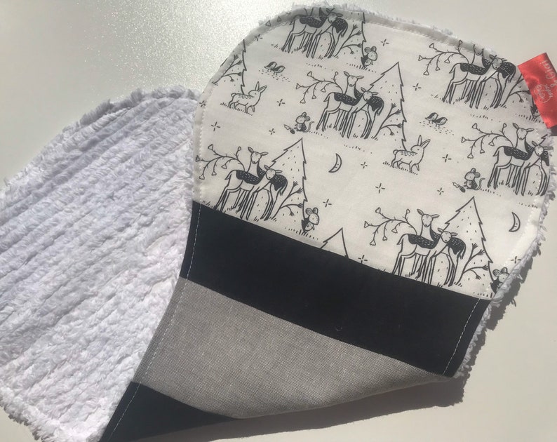 ships next day! Gender Neutral burp cloth set of 3 chenille Dear Stella designer fabrics