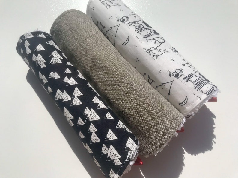 ships next day! Gender Neutral burp cloth set of 3 chenille Dear Stella designer fabrics