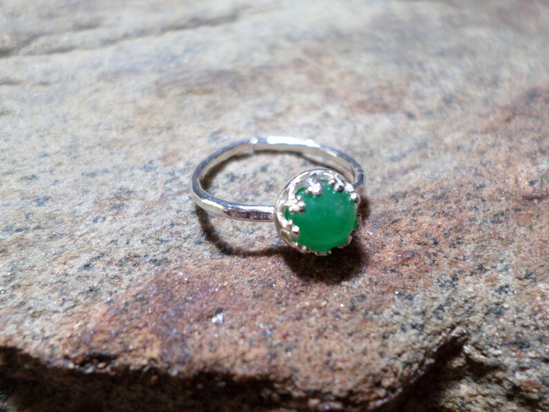 Green Jade Ring,Green Jade Gemstone Ring,Bezel Ring Adjustable Size,Sterling Silver Bezel Set Ring,Fine Jewelry