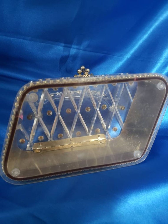 Vintage Florida Handbag Metallic Gold Lucite Purs… - image 8
