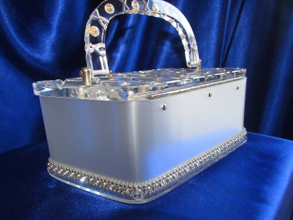 RESERVED Vintage Florida Handbag Metallic White L… - image 2