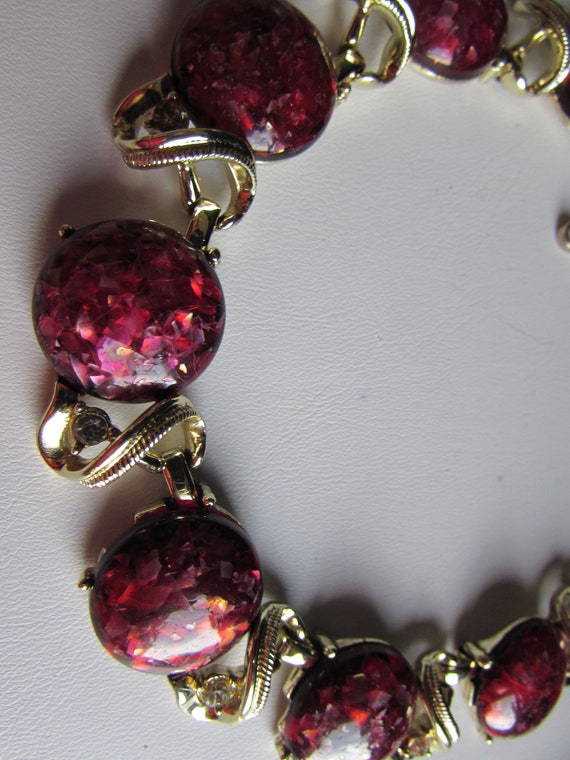 VINTAGE CORO Necklace and Earrings Deep Rose Pink… - image 5