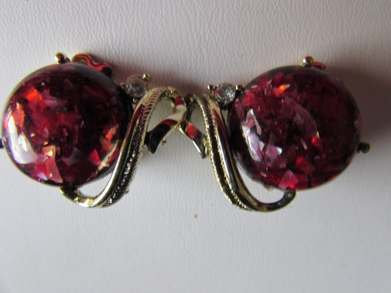 VINTAGE CORO Necklace and Earrings Deep Rose Pink… - image 7