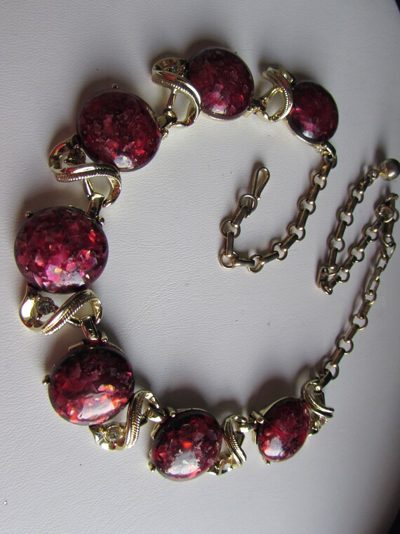 VINTAGE CORO Necklace and Earrings Deep Rose Pink… - image 4