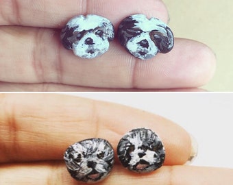 Shih Tzu Stud Earrings-stainless steel|dog lover gift|pet loss|pet memorial|pet lover gift|dog jewelry|unique jewelry|Hypoallergenic