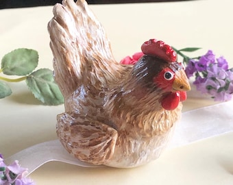 Chicken Sculpture-handmade|chicken lover gift|farm decor|cake topper|home decoration|hand painted|chicken art|figurine|table top decor|hen