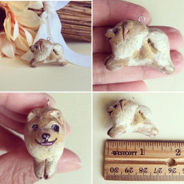 Pomeranian Charm-Handmade|dog lover gift|pet lover gift|Pom jewelry|pet loss|pet memorial|Sculpture|figurine|ornament|mobile|car decor|key