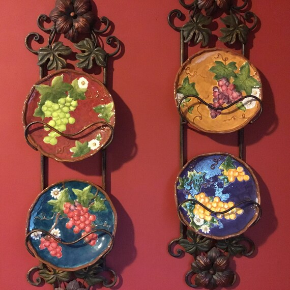 Vintage Plates Set Of 4 Decorative Grape Plates Collectible Etsy