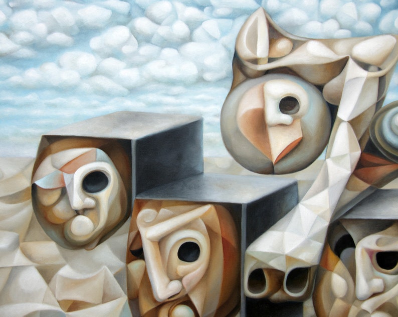 Cubist Surrealist Oil Painting: 