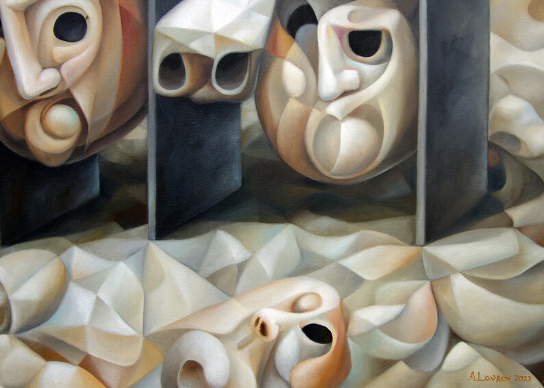 Cubist Surrealist Oil Painting: 