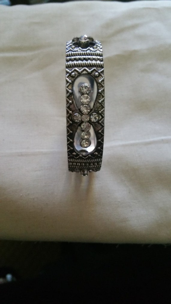 Jewelry Rhinestone Silver Bangle Bracelet Newbury… - image 1