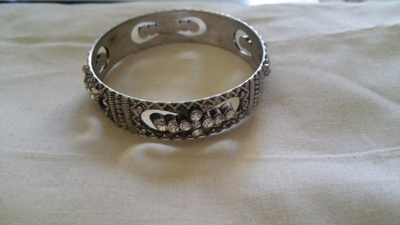 Jewelry Rhinestone Silver Bangle Bracelet Newbury… - image 2