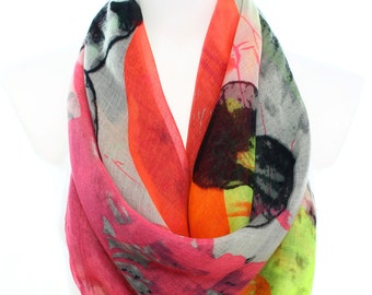 Parrot Print Neon Scarf Infinity Scarf Winter Accessories Holiday Gifts Women Fashion Accessories Scarves Christmas Gift Ideas For Her