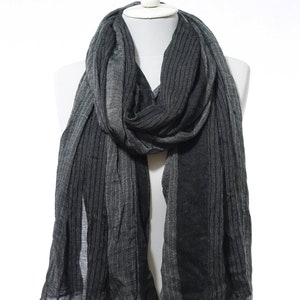 Gray Black Stripped Men Scarf Lightweight Scarf Fall Winter Men Fashion Accessory Christmas Gift Ideas For Him Father Boyfriend