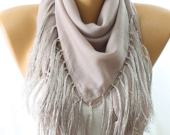 Beige Fringe Square Cotton Scarf Scarfs Scarves Shawl Pareo Beach Wrap Women's Fashion Accessories Gift Ideas For Her Bridesmaids Gifts
