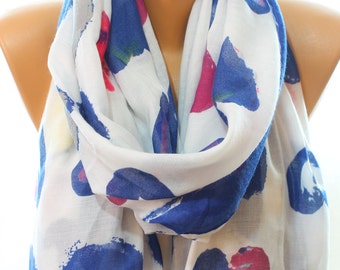 Valentine Gift Heart Print So Soft Navy Yellow White Scarf Summer Scarves Cotton Scarf Women Fashion Accessories Gift Ideas For Girlfriends