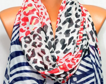 Leopard Zebra Print Navy Red White Black Scarf Patriotic Scarf Women's Fashion Accessories Women Scarves Gift Ideas For Her