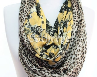 Yellow Floral Leopard Print Woman Scarf Spring Summer Womens Fashion Accessories Christmas Gift Ideas For Her Mom Girlfriend