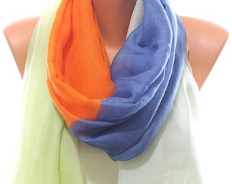 Orange Aqua Blue Green Spring Summer Scarf Beach Wrap Coverup Pareo Women's Fashion Accessories Holidays Easter Gift Ideas For Her