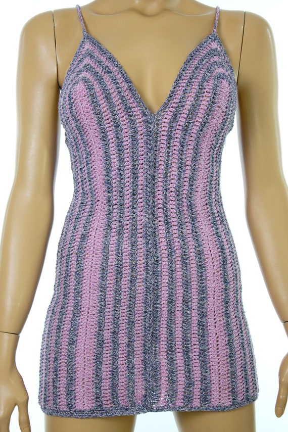 Crochet Lilac Pink Cotton Summer Mini Dress Glitter Rope Strap Dress,  Summer Beachwear Women's Girl's Girlfriends Gift Ideas for Her - Etsy