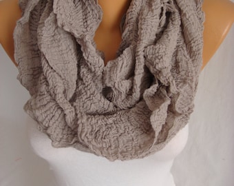 Beige, Magenta marina Tan suave bufanda de algodón fruncido, bufanda de bucle, bufanda infinita-ESCHERPE