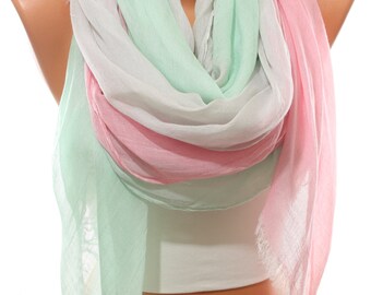 Pastel Mint Pink Grey So Soft Cotton Spring Summer Scarf Beach Wrap Cowl Pareo Women's Fashion Accessories Holidays Gift Idea For Her