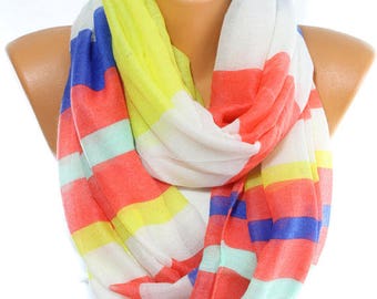 Bufanda multicolor despojada bufanda lazo bufanda naranja bufanda primavera ligera bufanda ideas de regalo para sus bufandas de mujer ESCHERPE