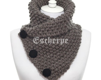 El Boston Cowl mano tejer a granel oscuro mink tejido Cowl mujer hombre otoño invierno accesorio Chunky Neckwarmer 3 botón Cowl Navidad Regalo Idea