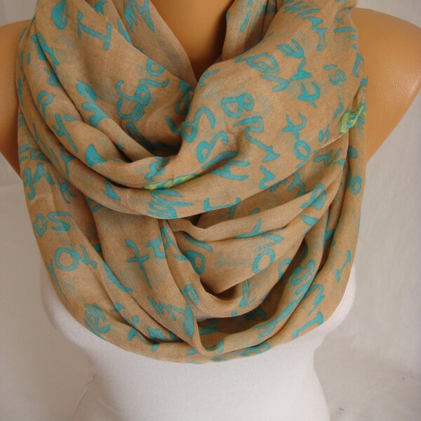 Camel Aqua Green Smiley Hearts Spring Scarf Summer Scarf-ESCHERPE