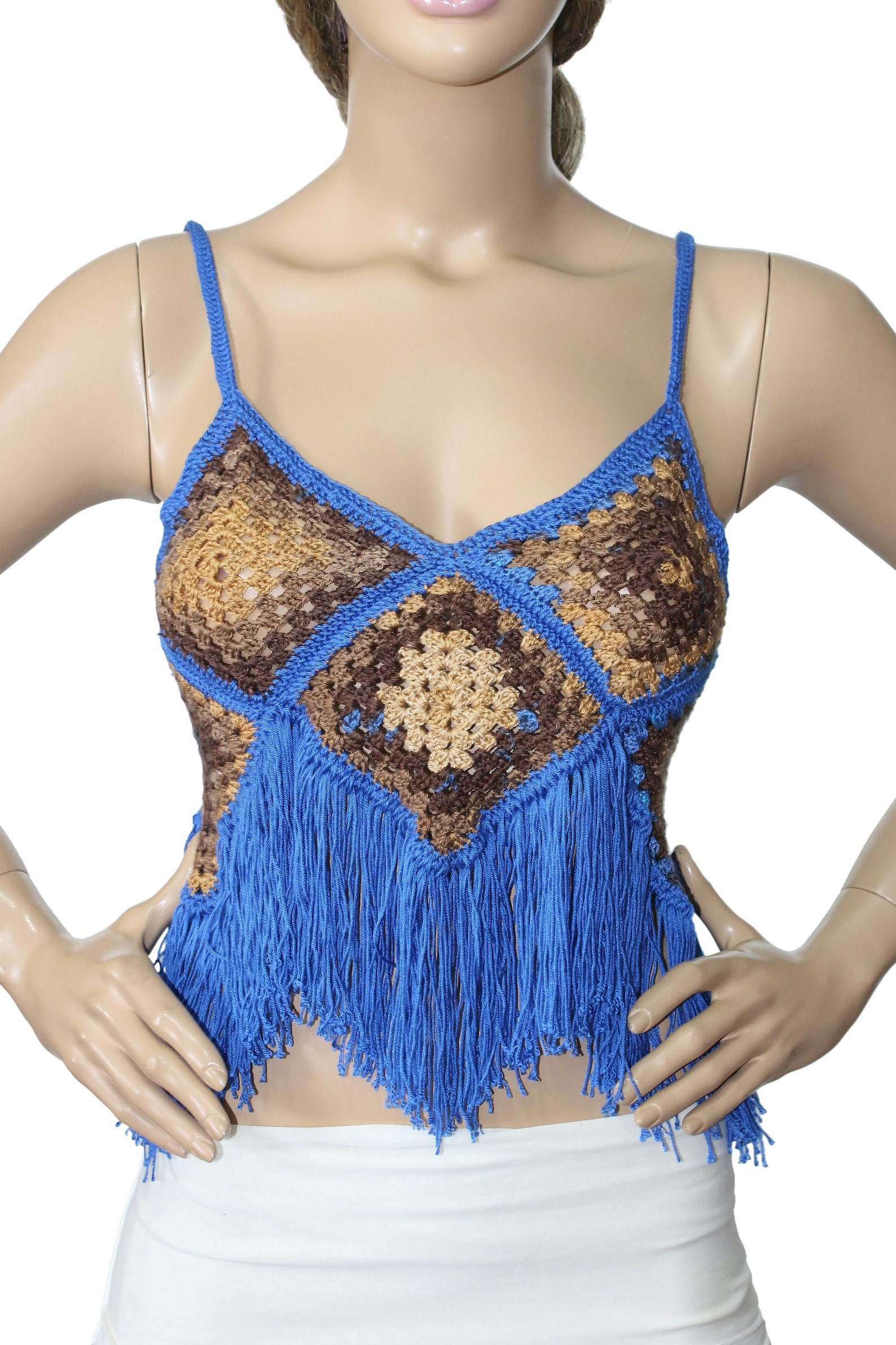 Cotton Crochet Fringed Top Bikini Cover up Swimwear Beachwear Etsy