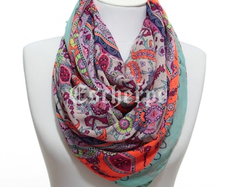 Floral Paisley impresión Boho neón naranja mujer bufanda primavera verano mujeres moda accesorios de navidad regalo ideas para su mamá novia