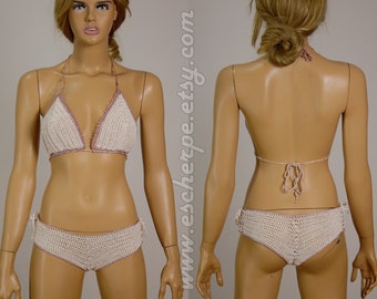Cream Rosegold Crochet Bikini Set Women Swimwear Two-Pieces Bathing Suit Swimsuit Summer Fashion Beach Fashion