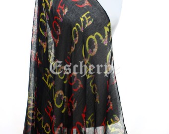 Valentine Gift Idea Love Black Woman Scarf Winter Accessory Fashion Infinity Circle Scarf Valentine's Day Gifts Ideas For Her Girlfriends