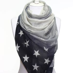 Star Print Degrade Scarf,Fourth Of July,July 4th,Independence Day,US Flag Man Woman Fashion Accessory Women Men Gift Ideas For Her For Him