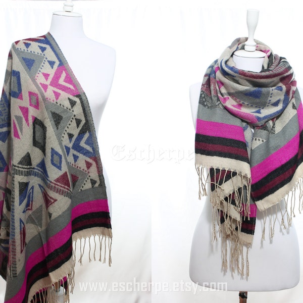 SALE Blanket Tribal Scarf Women Gift Ideas Fashion Accessories Winter Accessories Cozy Warm Scarf Shawl Valentine's Day For Her For Him