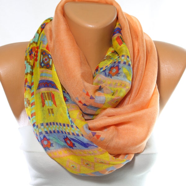Aztec Schal Tribal Schal gelb Schal Native Schal Peach Schal Spring Schal-Geschenk-Ideen für ihre Frauen Fashion Accessories-Schals