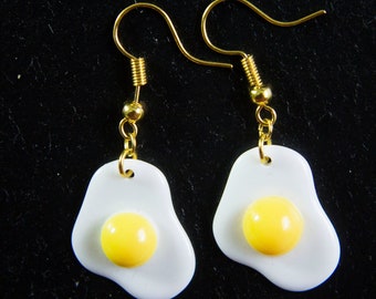 Boucles d’oreilles excentriques Fried Egg Food Dangly