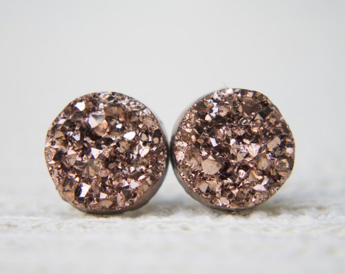 Gold Druzy Earrings, Faux Druzy Earrings, Druzy Jewellery, Glitter