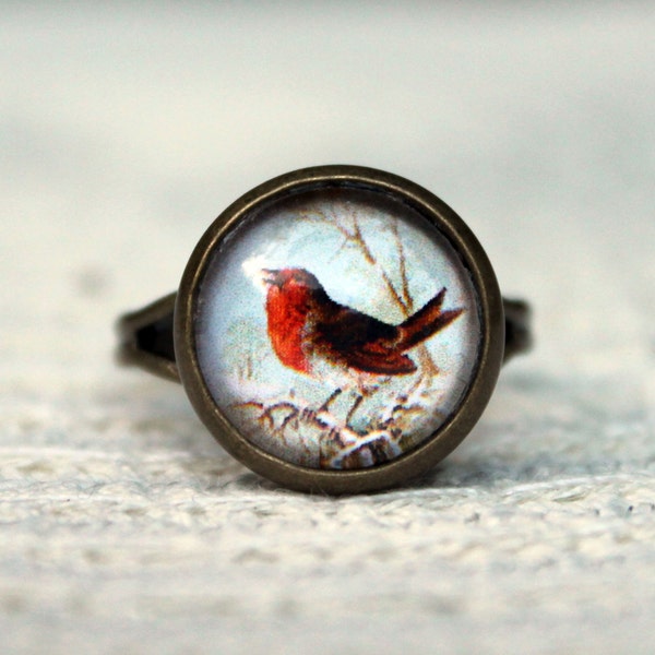 Red Robin Bird Adjustable Ring