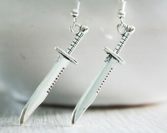 Bowie Knife Dagger Sword Dangle Earrings