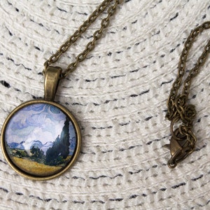 Vincent Van Gogh Wheatfield with Cypresses Art Necklace image 5