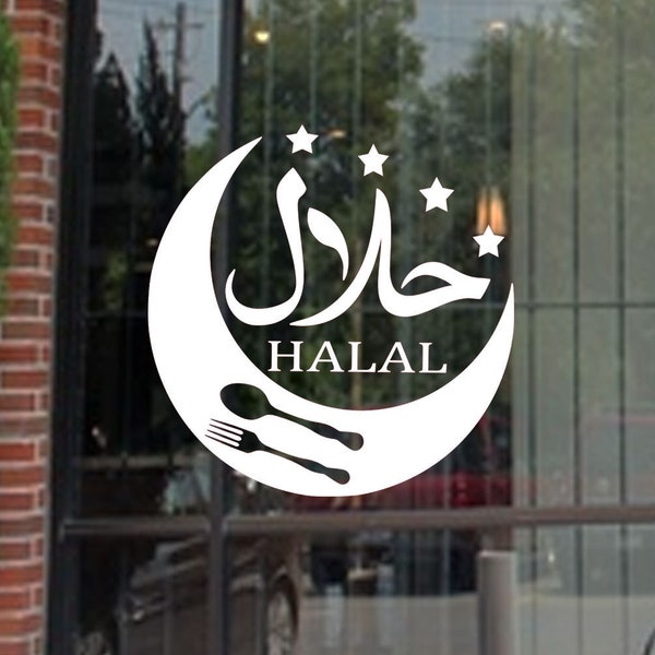 Halal sign for Restaurants, Halal Wall Stickers, Halal Shop Sign Vinyl Sticker, Halal symbol, Halal Window Stickers, Food Outlets, Butchers