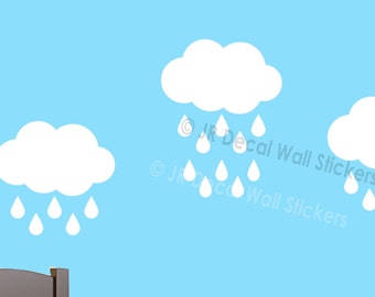 Set of 30 Rain Drop Wall Decal Cloud Decal art Vinyl Art Kids Decor Rain Drop Wall Pattern Sticker JRD-NR-09