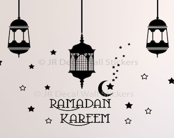Ramadan Kareem Islamic Wall Sticker Arabic lamp Art vinyl wall decal shop Window Decor Muslim Wall Art ramadan decoration