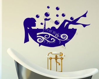 BATH TIME removable Vinyl wall art bathroom shower sticker decal bubbles HK-25
